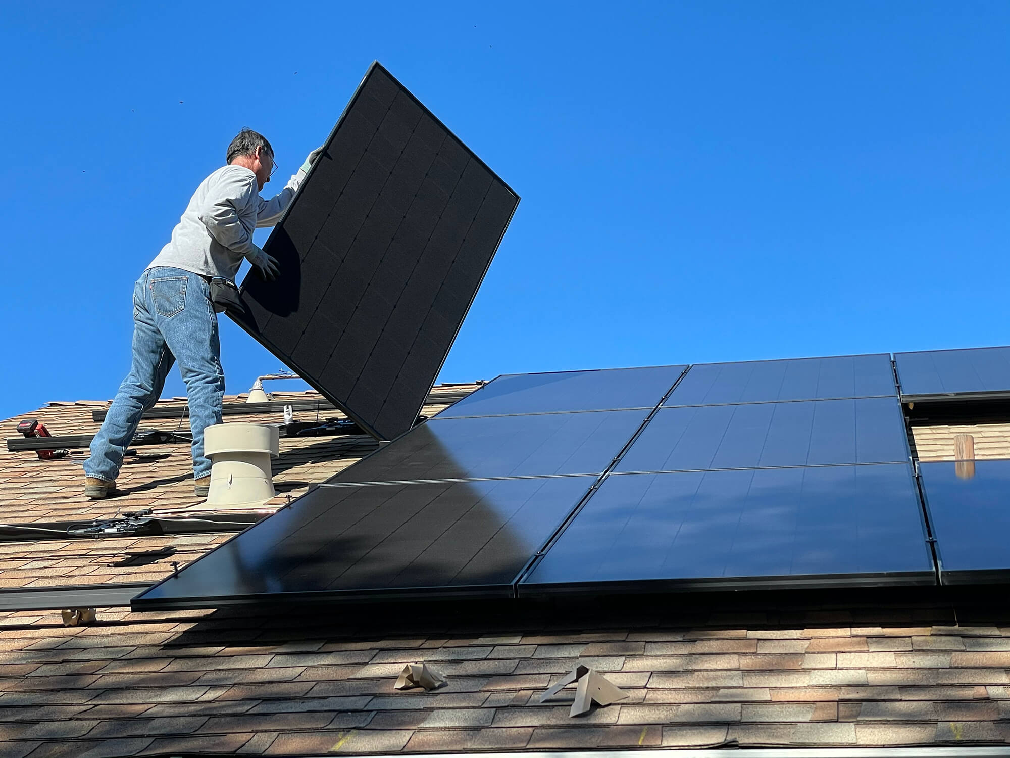 solar panel installation on house