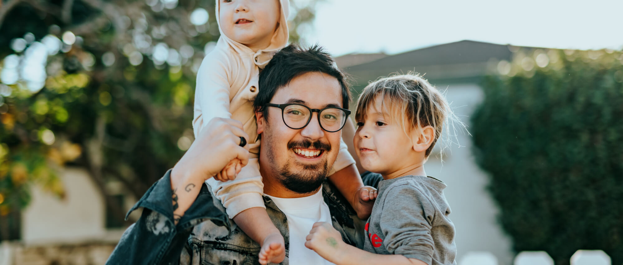 Dad and two young kids